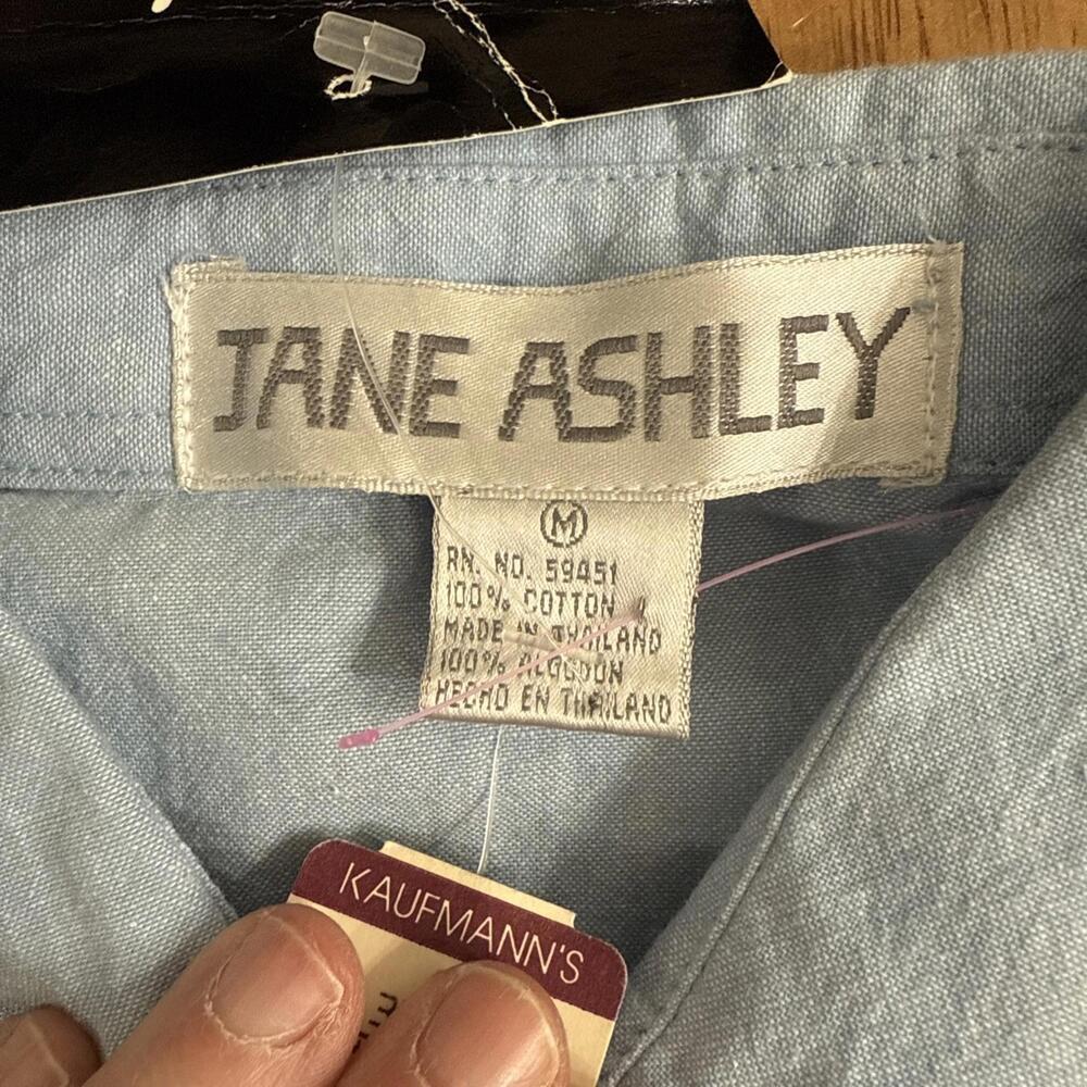 VTG Jane Ashley Chambray Shirt Womens M Denim Floral Beaded Western Cowgirl NWT - Picture 4 of 8